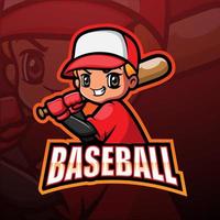 Baseball boy player esport logo design vector