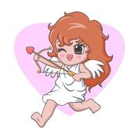 Cute kawaii little girl cupid angel vector