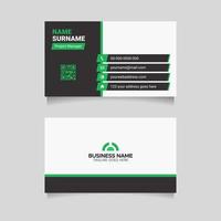 White and Green Abstract Business Card Template with Modern Layout vector