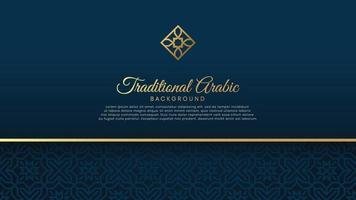 Islamic Arabic Luxury Background Greeting Card Template with Golden Pattern Ornament Border Frame vector