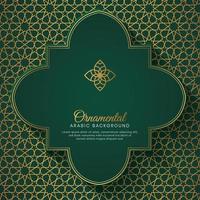 Eid Mubarak Islamic Arabic Green Arch Pattern Background with Beautiful Ornament