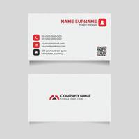 Red and White Corporate Business Card Design Clean and Simple Modern Visiting Card Template vector