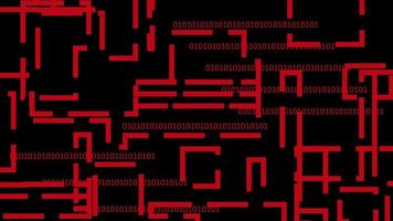 Abstract red neon line with binary number pattern on black background technology style. Modern futuristic vector