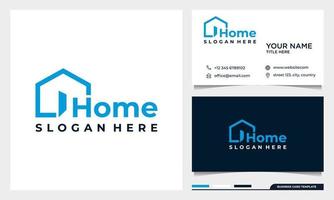 Home creative symbol concept. open door, building enter, real estate agency abstract business logo with business card template vector