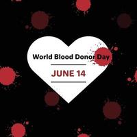 día mundial del donante de sangre con gotas de sangre en negro vector