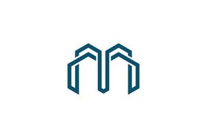 letter M real estate minimal logo, modern building, monogram style design vector graphic