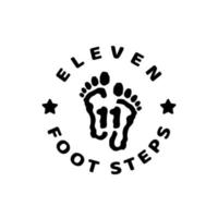 Eleven Foot Print Step Logo Concept Vector Illustration