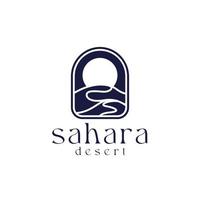 Ilustración de vector de concepto de logotipo de luz de luna del desierto del sahara