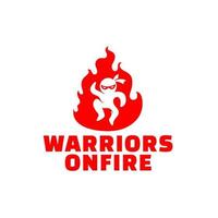 guerrero ninja en fuego logo concepto vector ilustración