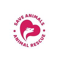 Rescate animal perro corazón logo concepto vector ilustración