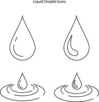 Drop water icons. Logos of raindrops. Droplet blood or oil. Symbol of drip liquid. Outline shapes for rain, milk, sweat, tear. Set of dyes. Graphic moisture icon. set icons vector