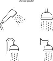 conjunto de iconos de ducha aislado sobre fondo blanco de la colección de baño. icono de ducha contorno de línea delgada símbolo de ducha lineal para logotipo, web, aplicación, ui. icono de ducha signo simple. vector