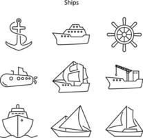 conjunto de iconos de barcos y barcos vector