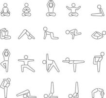 conjunto de iconos de yoga aislado sobre fondo blanco de la colección de actividades. conjunto de iconos de yoga moderno y moderno símbolo de yoga para logotipo, web, aplicación, ui. icono de yoga establece un signo simple. vector