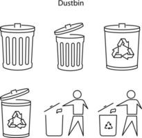 dustbin icon set isolated on white background. dustbin icon set trendy and modern dustbin symbol for logo, web, app, UI. dustbin icon simple sign. icon set flat vector illustration for graphic