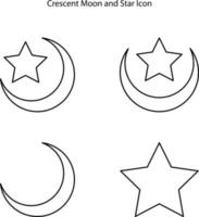 conjunto de iconos de luna creciente aislado sobre fondo blanco. icono de luna creciente moderno y moderno símbolo de luna creciente para logotipo, web, aplicación, ui. icono de luna creciente signo simple. vector