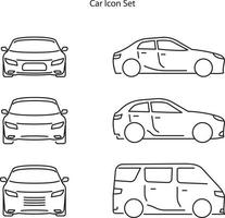 Set of car icon variations on white background.