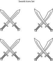 sword icons set isolated on white background from desert collection. sword icon thin line outline linear sword symbol for logo, web, app, UI. sword icon simple sign. vector