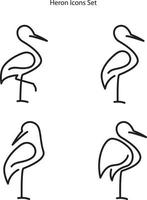 Flamingo logo vector line outline monoline icon illustration. One Line Art Heron Logo Template, heron icons set.