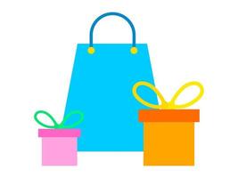 icono de bolsa de compras y regalo vector