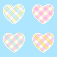 Set of cute colored hearts in a box. vector