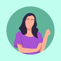 Flat design character avatar, woman in purple shirt vector