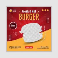 Burger food menu promotion social media post banner templates. vector