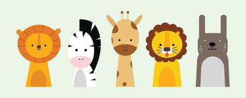 Set of animal illustrations in a cute vector graphic.