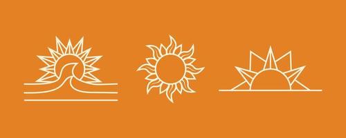 Set of bohemian illustrations of various sun styles.