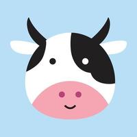 una linda ilustración de cabeza de animal en un diseño plano. una cabeza de vaca. vector