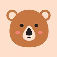 A cute animal head illustration in a flat design. A bear head. vector