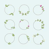 Set of flower frame collections for a wreath copy space. vector