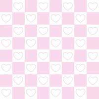 Valentine check grid pattern pink and white and heart shape vector