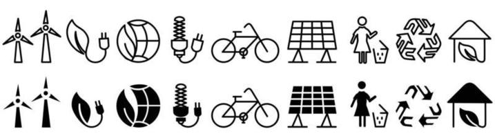 Linear ecology icons,Eco friendly related thin line icon set in minimal style. vector