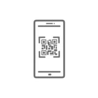 icono escanear código qr a través del móvil. diseño plano aislado en un fondo blanco vector