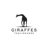 Silhouetted of giraffes vector logo design
