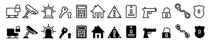 conjunto de iconos de concepto simple de seguridad plana, contiene iconos como protección. vector