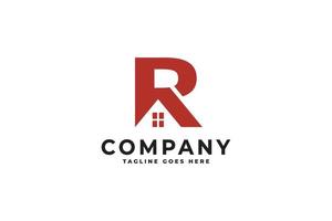 letter r home logo design, real estate, initial identity, vector graphic