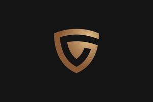 diseño minimalista del logotipo del escudo de la letra g moderna, color dorado, gráfico vectorial vector