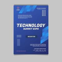 poster technology flyer template background color blue vector