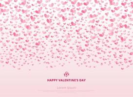 Happy Valentine's day card with hearts pink on light pink background copy space. vector