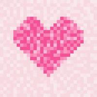 Pixel pink heart symbol square pattern for valentines day. vector