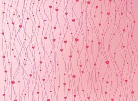 Feliz día de San Valentín. rayas verticales rosa línea ondulada con fondo de corazones y textura. vector