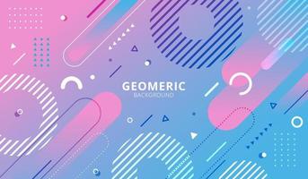 Abstract background blue and pink gradient geometric elements pattern memphis retro style vector