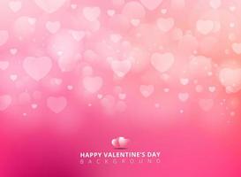 Happy valentines day with shining heart bokeh on pink background. Vector illustration.