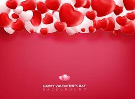 Soft and smooth red and white valentines day hearts on pink Background with copy space for greetings card. vector