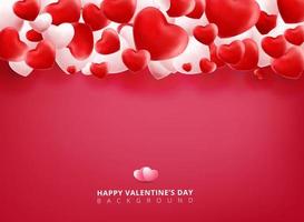 Soft and smooth red and white valentines day hearts on pink Background with copy space for greetings card. vector