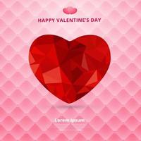 3d origami heart low polygon design shadow on pink square luxury pattern sofa texture background for valentines day. vector