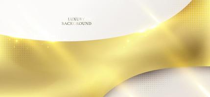 Elegant abstract golden curved shape stripes with lighting effect  on white background. vector