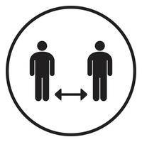 social distancing icon sign element graphic vector design, simple silhouette concept, corona virus prevention pandemic